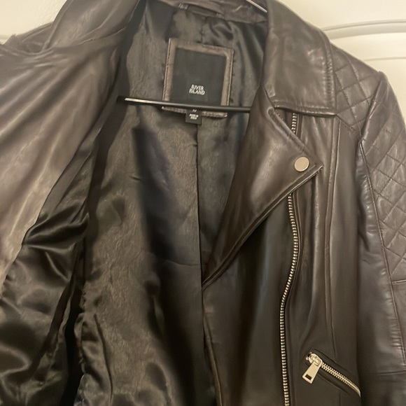 River Island US 6 UK 10 Brown Leather Jacket - Picture 6 of 11